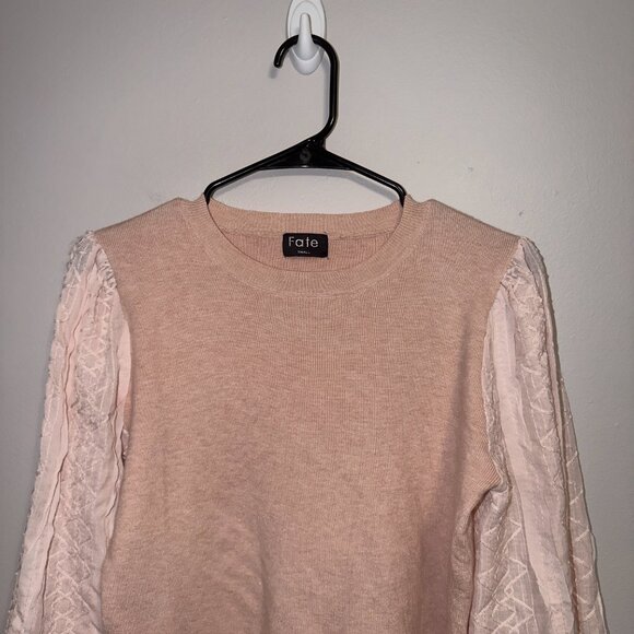 Fate Lace Sleeve Sweater Size S Blush Knit Romantic Top - Picture 3 of 7